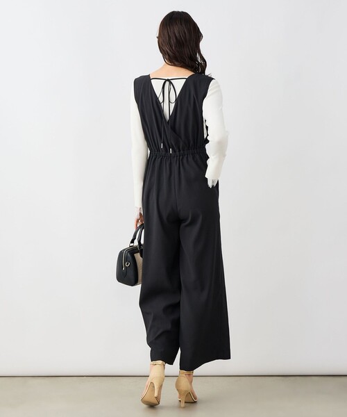 NOLLEY’S Sophi（ノーリーズソフィ）の「ウォッシャブルバックサテンサロペット（つなぎ/オールインワン・レディース・ブラック/オフホワイト・38）」の17枚目の写真