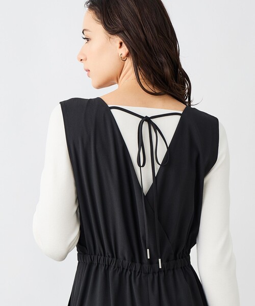 NOLLEY’S Sophi（ノーリーズソフィ）の「ウォッシャブルバックサテンサロペット（つなぎ/オールインワン・レディース・ブラック/オフホワイト・38）」の18枚目の写真