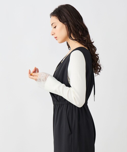 NOLLEY’S Sophi（ノーリーズソフィ）の「ウォッシャブルバックサテンサロペット（つなぎ/オールインワン・レディース・ブラック/オフホワイト・38）」の20枚目の写真
