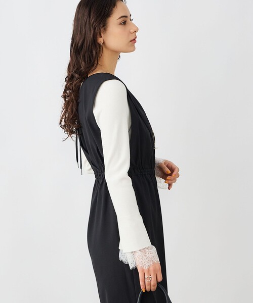 NOLLEY’S Sophi（ノーリーズソフィ）の「ウォッシャブルバックサテンサロペット（つなぎ/オールインワン・レディース・ブラック/オフホワイト・38）」の22枚目の写真