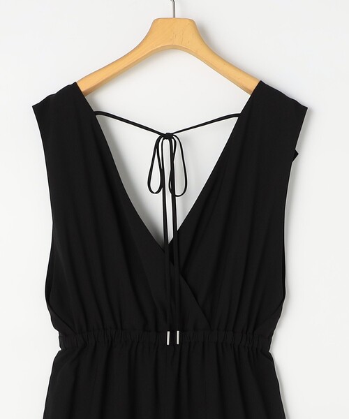 NOLLEY’S Sophi（ノーリーズソフィ）の「ウォッシャブルバックサテンサロペット（つなぎ/オールインワン・レディース・ブラック/オフホワイト・38）」の8枚目の写真