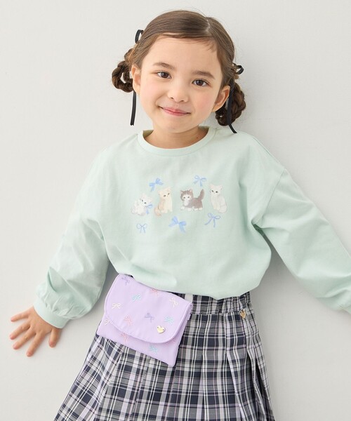 ANY（エニィ）の「総柄刺繍移動ポケット（ショルダーバッグ・キッズ・ネイビー系/ライラック系・F）」の2枚目の写真