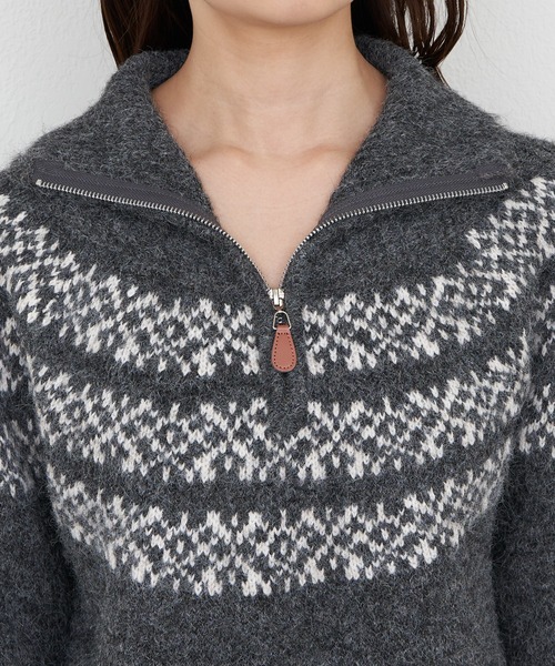 RAY CASSIN（レイカズン）の「ノルディックハーフジップニット（ニット/セーター・レディース・グレー/アイボリー/ブラウン・FREE）」の20枚目の写真