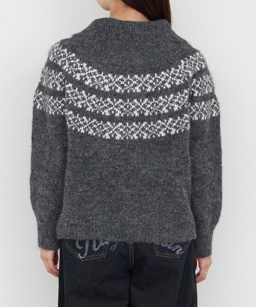 RAY CASSIN（レイカズン）の「ノルディックハーフジップニット（ニット/セーター・レディース・グレー/アイボリー/ブラウン・FREE）」の19枚目の写真