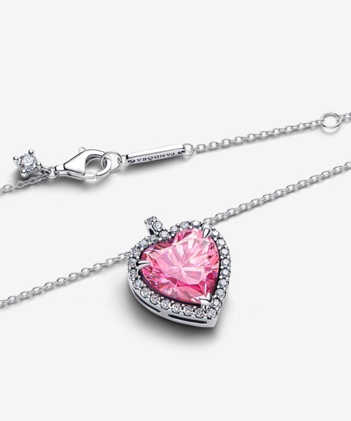 PANDORA（パンドラ）の「ピンク ハロー ハート コリエ ネックレス（ネックレス・レディース・シルバー・45cm）」の3枚目の写真