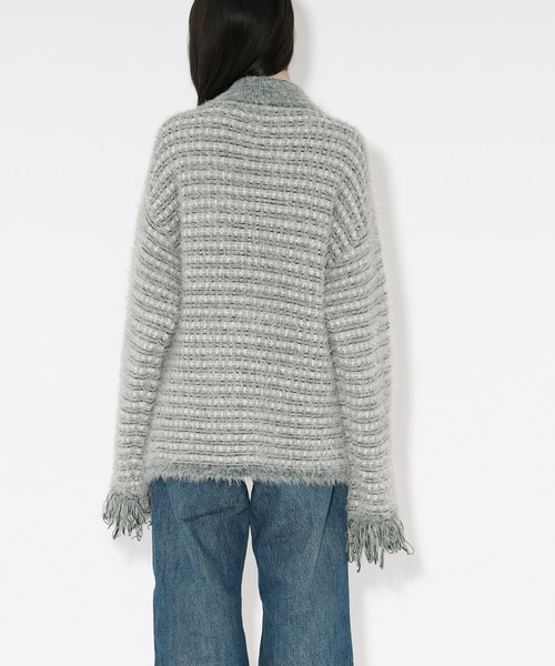 tweed knit fringe cardigan ツイードニット襟付きカーディガン