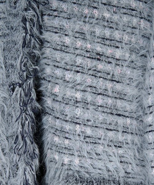 カーディガン Mercer Tweed Cardigan tweed knit fringe cardigan ツイードニット襟付きカーディガン