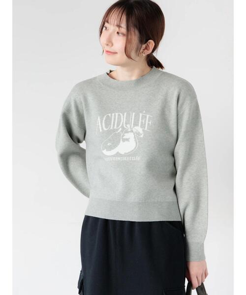 Te chichi TERRASSE(テチチテラス)の「フルーツモチーフロゴニットプルオーバー(ニット/セーター・レディース・ベージュ/オフホワイト/ブラック/グレー・F)」の3枚目の写真