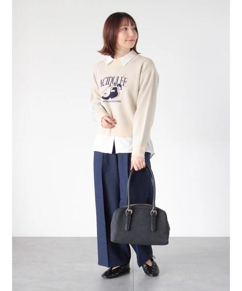 Te chichi TERRASSE(テチチテラス)の「フルーツモチーフロゴニットプルオーバー(ニット/セーター・レディース・ベージュ/オフホワイト/ブラック/グレー・F)」の5枚目の写真