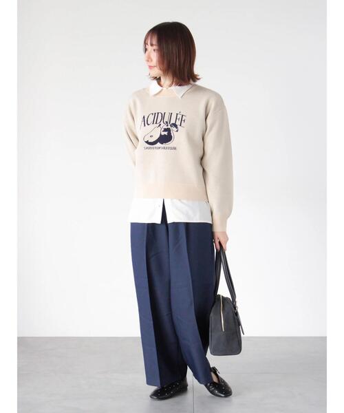 Te chichi TERRASSE(テチチテラス)の「フルーツモチーフロゴニットプルオーバー(ニット/セーター・レディース・ベージュ/オフホワイト/ブラック/グレー・F)」の6枚目の写真