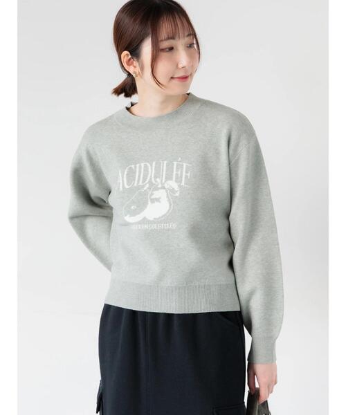 Te chichi TERRASSE(テチチテラス)の「フルーツモチーフロゴニットプルオーバー(ニット/セーター・レディース・ベージュ/オフホワイト/ブラック/グレー・F)」の10枚目の写真