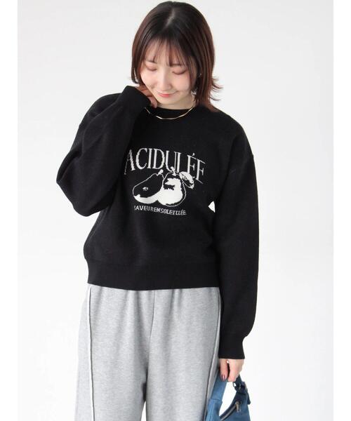 Te chichi TERRASSE(テチチテラス)の「フルーツモチーフロゴニットプルオーバー(ニット/セーター・レディース・ベージュ/オフホワイト/ブラック/グレー・F)」の16枚目の写真