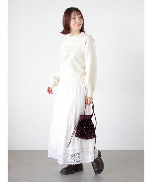 Te chichi TERRASSE(テチチテラス)の「フルーツモチーフロゴニットプルオーバー(ニット/セーター・レディース・ベージュ/オフホワイト/ブラック/グレー・F)」の18枚目の写真