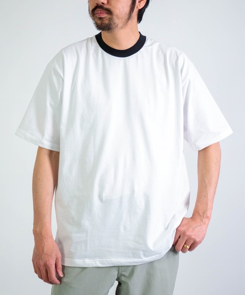 gicipi（ジチピ）の「[gicipi] CEFALO / クルーネックリラックスフィット リンガーTシャツ（Tシャツ/カットソー・メンズ・ネイビー/ホワイト・4/5）」の2枚目の写真