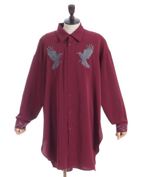 REZEN(リゼン)の「鴉刺繍ロングシャツ(シャツ/ブラウス・メンズ・ブルーパープル/ブラック/ローズ・MEDIUM/LARGE)」の20枚目の写真
