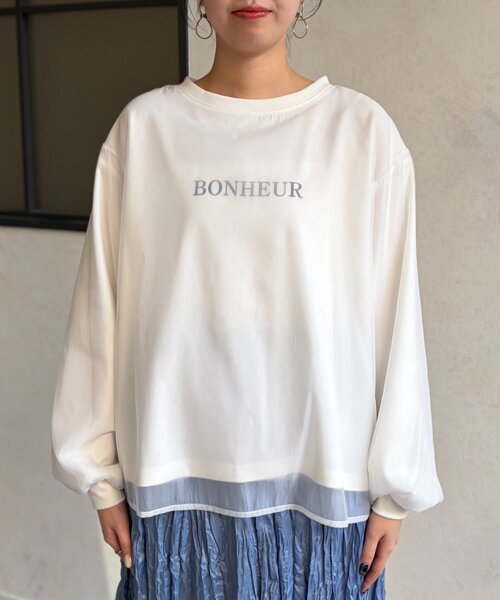 Chez toi(シェトワ)の「透かしロゴシアースウェット(Tシャツ/カットソー・レディース・ホワイト/チャコールグレー・FREE)」の11枚目の写真