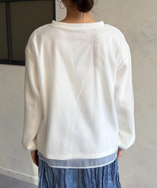 Chez toi(シェトワ)の「透かしロゴシアースウェット(Tシャツ/カットソー・レディース・ホワイト/チャコールグレー・FREE)」の12枚目の写真