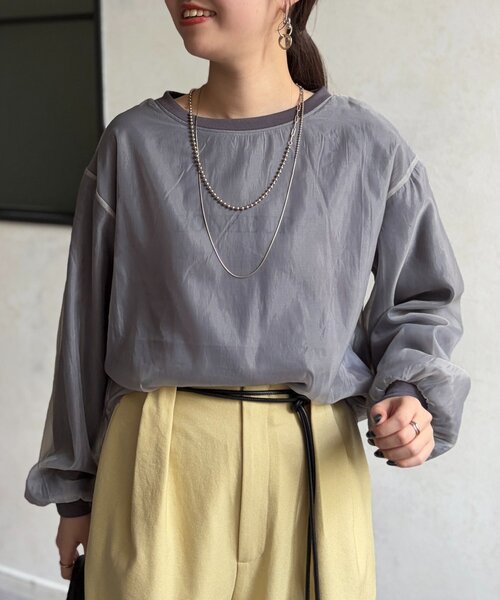 Chez toi(シェトワ)の「透かしロゴシアースウェット(Tシャツ/カットソー・レディース・ホワイト/チャコールグレー・FREE)」の16枚目の写真