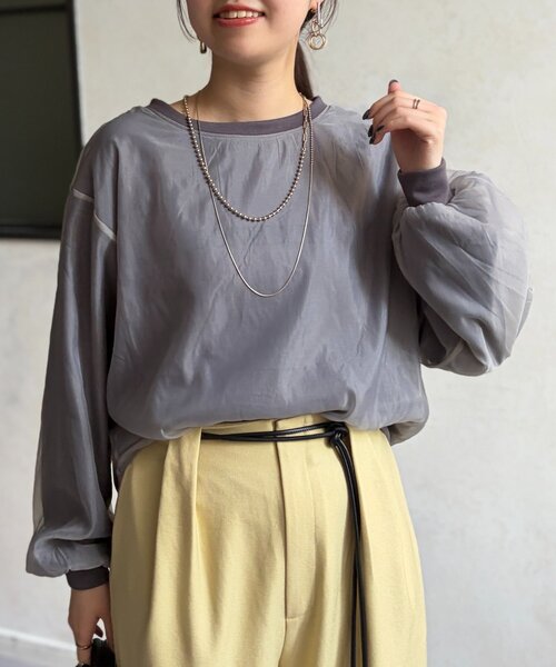Chez toi(シェトワ)の「透かしロゴシアースウェット(Tシャツ/カットソー・レディース・ホワイト/チャコールグレー・FREE)」の17枚目の写真