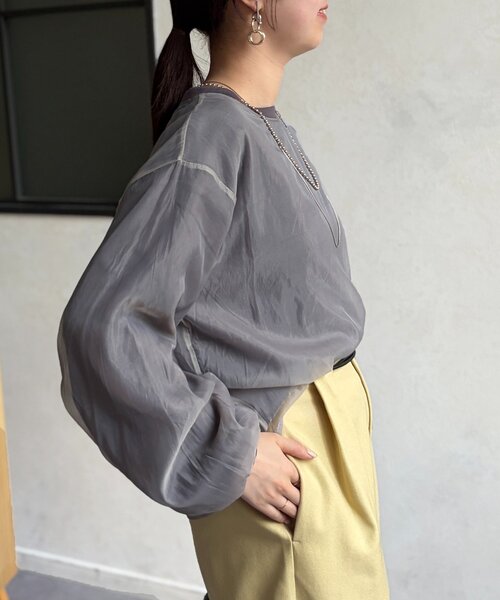 Chez toi(シェトワ)の「透かしロゴシアースウェット(Tシャツ/カットソー・レディース・ホワイト/チャコールグレー・FREE)」の18枚目の写真