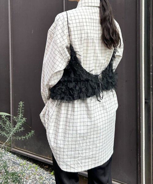 FRIPIER（フリピエ）の「《FRIPIER》チュールファーキャミ（シャツ/ブラウス・レディース・ブラウン/ブラック・FREE）」の3枚目の写真