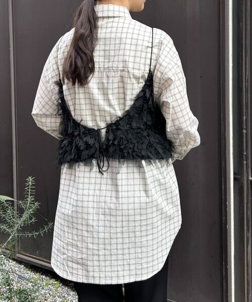 FRIPIER（フリピエ）の「《FRIPIER》チュールファーキャミ（シャツ/ブラウス・レディース・ブラウン/ブラック・FREE）」の4枚目の写真