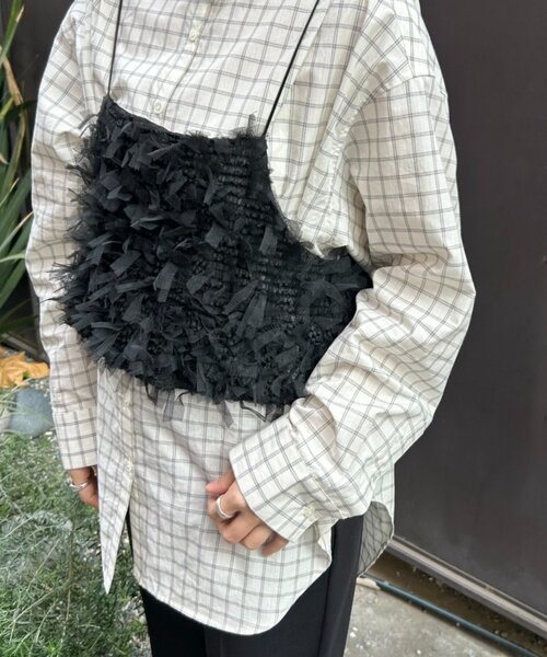 FRIPIER（フリピエ）の「《FRIPIER》チュールファーキャミ（シャツ/ブラウス・レディース・ブラウン/ブラック・FREE）」の5枚目の写真