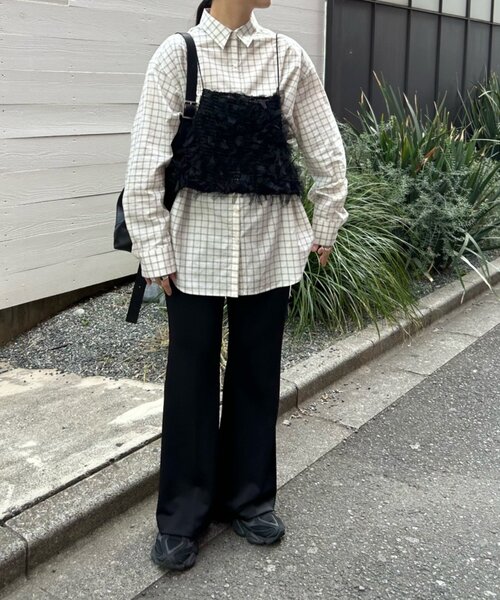 FRIPIER（フリピエ）の「《FRIPIER》チュールファーキャミ（シャツ/ブラウス・レディース・ブラウン/ブラック・FREE）」の7枚目の写真