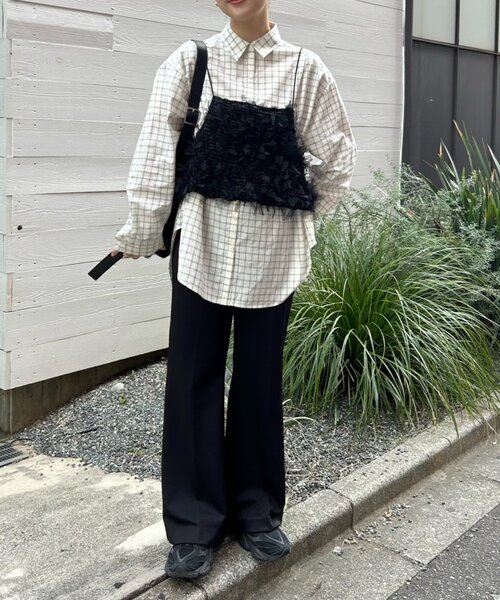 FRIPIER（フリピエ）の「《FRIPIER》チュールファーキャミ（シャツ/ブラウス・レディース・ブラウン/ブラック・FREE）」の8枚目の写真