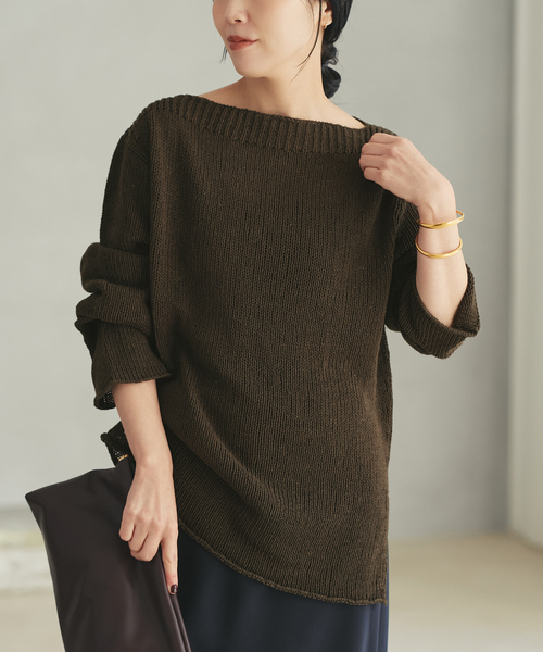 plage（プラージュ）の「Silk lili B/N ニット（ニット/セーター・レディース・イエロー/ブラウン/ホワイト系その他/サックスブルー・FREE）」の3枚目の写真