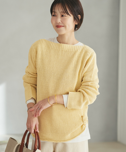 plage（プラージュ）の「Silk lili B/N ニット（ニット/セーター・レディース・イエロー/ブラウン/ホワイト系その他/サックスブルー・FREE）」の4枚目の写真