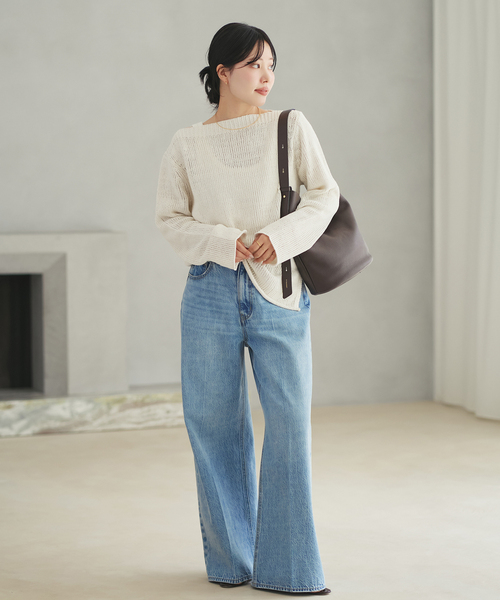 plage（プラージュ）の「Silk lili B/N ニット（ニット/セーター・レディース・イエロー/ブラウン/ホワイト系その他/サックスブルー・FREE）」の5枚目の写真