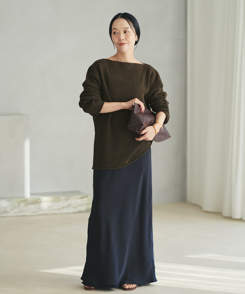 plage（プラージュ）の「Silk lili B/N ニット（ニット/セーター・レディース・イエロー/ブラウン/ホワイト系その他/サックスブルー・FREE）」の6枚目の写真