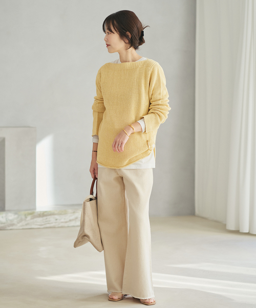 plage（プラージュ）の「Silk lili B/N ニット（ニット/セーター・レディース・イエロー/ブラウン/ホワイト系その他/サックスブルー・FREE）」の8枚目の写真