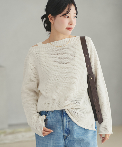 plage（プラージュ）の「Silk lili B/N ニット（ニット/セーター・レディース・イエロー/ブラウン/ホワイト系その他/サックスブルー・FREE）」の12枚目の写真