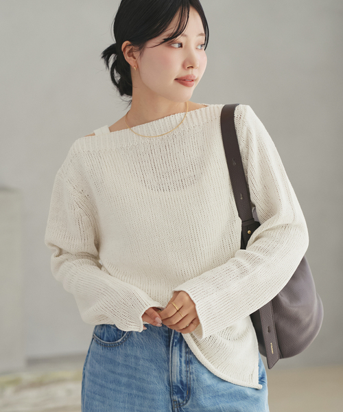 plage（プラージュ）の「Silk lili B/N ニット（ニット/セーター・レディース・イエロー/ブラウン/ホワイト系その他/サックスブルー・FREE）」の13枚目の写真