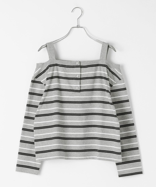 3.3 Field Trip （3.3フィールドトリップ）の「3.3 Field Trip／オフショルボーダーロングスリーブ（Tシャツ/カットソー・レディース・グレー/レッド・FREE）」の9枚目の写真