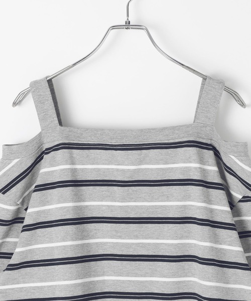 3.3 Field Trip （3.3フィールドトリップ）の「3.3 Field Trip／オフショルボーダーロングスリーブ（Tシャツ/カットソー・レディース・グレー/レッド・FREE）」の16枚目の写真