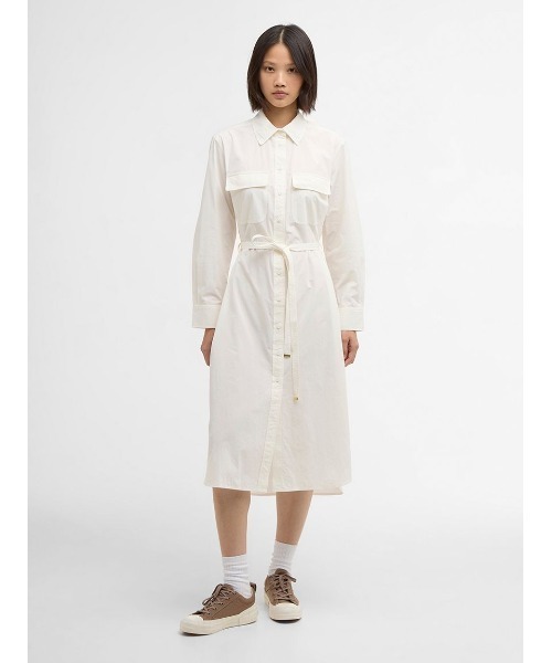 Barbour(バブアー)の「Rowaneコットンシャツワンピース(レディース)(ワンピース・レディース・ホワイト/オリーブ・MEDIUM/SMALL)」の2枚目の写真