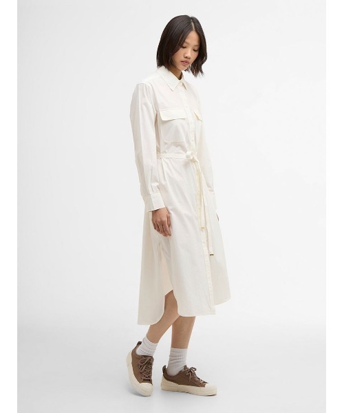 Barbour(バブアー)の「Rowaneコットンシャツワンピース(レディース)(ワンピース・レディース・ホワイト/オリーブ・MEDIUM/SMALL)」の4枚目の写真