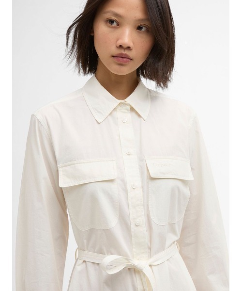 Barbour(バブアー)の「Rowaneコットンシャツワンピース(レディース)(ワンピース・レディース・ホワイト/オリーブ・MEDIUM/SMALL)」の6枚目の写真