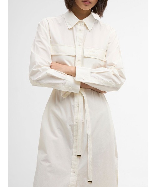 Barbour(バブアー)の「Rowaneコットンシャツワンピース(レディース)(ワンピース・レディース・ホワイト/オリーブ・MEDIUM/SMALL)」の8枚目の写真