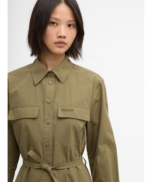 Barbour(バブアー)の「Rowaneコットンシャツワンピース(レディース)(ワンピース・レディース・ホワイト/オリーブ・MEDIUM/SMALL)」の12枚目の写真