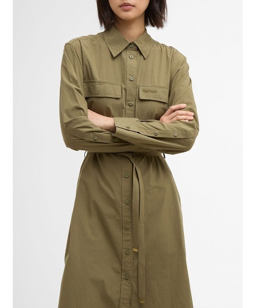Barbour(バブアー)の「Rowaneコットンシャツワンピース(レディース)(ワンピース・レディース・ホワイト/オリーブ・MEDIUM/SMALL)」の14枚目の写真