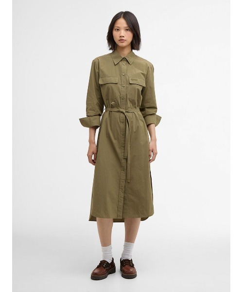 Barbour(バブアー)の「Rowaneコットンシャツワンピース(レディース)(ワンピース・レディース・ホワイト/オリーブ・MEDIUM/SMALL)」の9枚目の写真