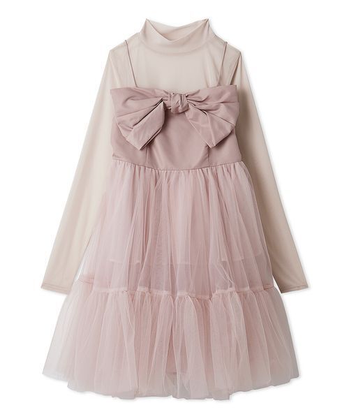 LILY BROWN(リリーブラウン)の「フロントリボンチュールミニドレス(ドレス・レディース・ブラック/ピンク/ネイビー・0/1)」の3枚目の写真