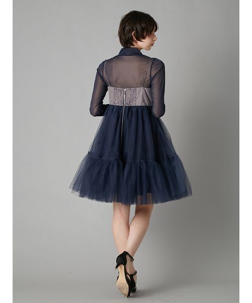 LILY BROWN(リリーブラウン)の「フロントリボンチュールミニドレス(ドレス・レディース・ブラック/ピンク/ネイビー・0/1)」の5枚目の写真