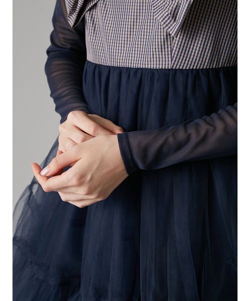 LILY BROWN(リリーブラウン)の「フロントリボンチュールミニドレス(ドレス・レディース・ブラック/ピンク/ネイビー・0/1)」の9枚目の写真