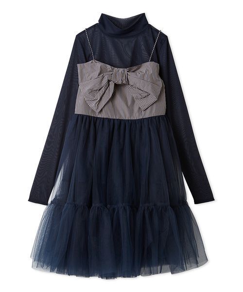 LILY BROWN(リリーブラウン)の「フロントリボンチュールミニドレス(ドレス・レディース・ブラック/ピンク/ネイビー・0/1)」の15枚目の写真