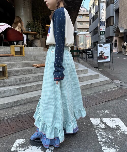 HELLO.SANFRANCISCO(ハローサンフランシスコ)の「【HELLO.SANFRANCISCO】アシメフリルチェックスカート(スカート・レディース・オレンジ/ブルー/グリーン・ONE SIZE)」の6枚目の写真